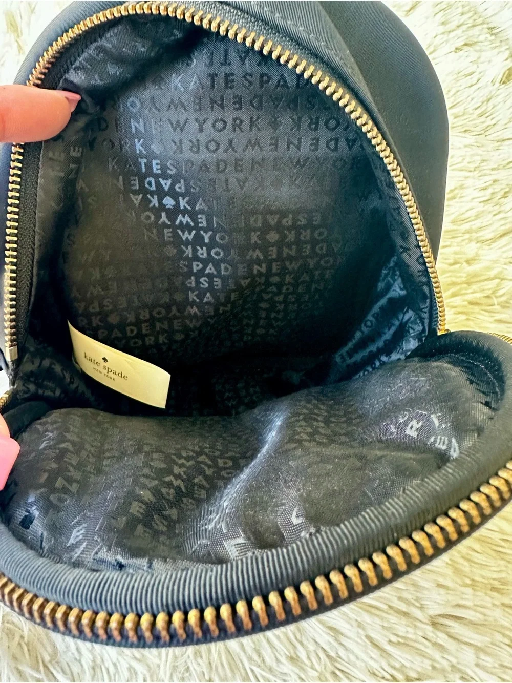 Kate Spade Black Nylon Mini Backpack Gold Hardware Travel Everyday Bag